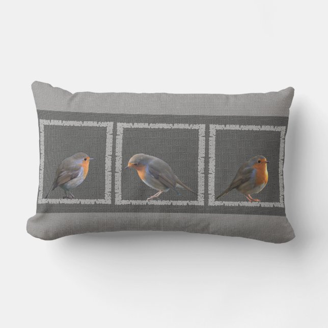 Cojín Lumbar Arpillera gris oscuro rústica de las fotos de los (Anverso)