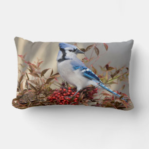 Cojín Lumbar Arrendajo azul en Bambú celestial Nandina