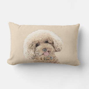 Cojín Lumbar Arroz de juguete en miniatura de perro crema marró