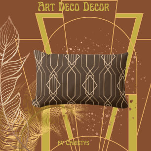 Cojín Lumbar Art Deco Brown & Gold