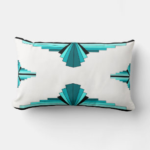 Cojín Lumbar Art deco elements in teal green Cushion