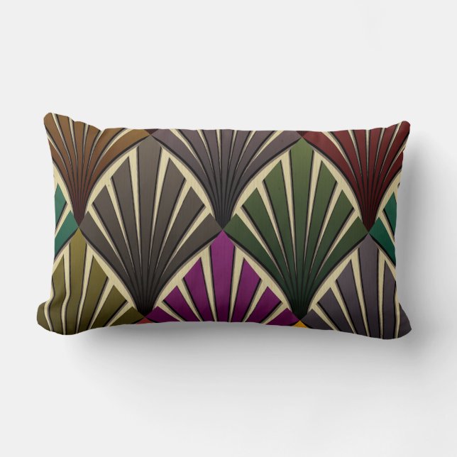Cojín Lumbar art deco, nouveau, hunter green, azul marino, amar (Anverso)