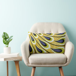 Cojín Lumbar Art Nouveau vintage, pluma de pavo real de Macmill