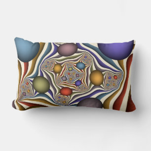 Cojín Lumbar Arte abstracto fractal moderno y colorido que vuel