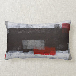 Cojín Lumbar "Arte abstracto gris y rojo del viaje del poder"
