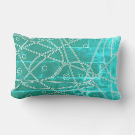 Cojín Lumbar Arte abstracto línea azul verde círculos minimalis