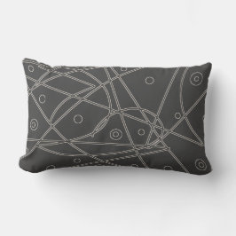 Cojín Lumbar Arte Abstracto Línea Blanca Carbón Círculo Minimal