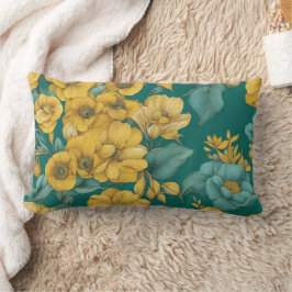 Cojín Lumbar Arte AI en modo floral amarillo