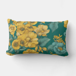 Cojín Lumbar Arte AI en modo floral amarillo