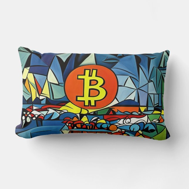 Cojín Lumbar Arte de Bitcoin (Anverso)