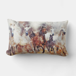 Cojín Lumbar Arte de Caballos Salvajes
