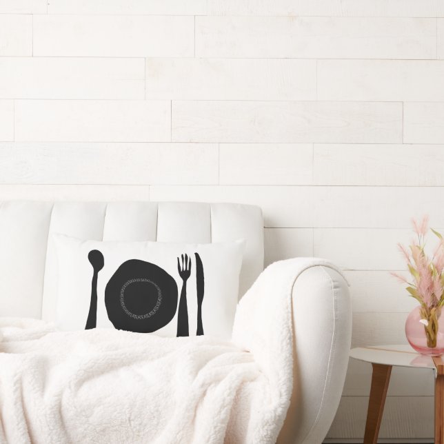 Cojín Lumbar Arte de cocina en blanco y negro (Sofá)
