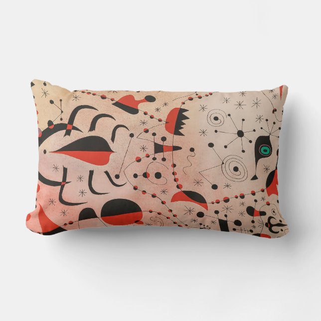 Cojín Lumbar arte de cuadros de joan miro, arte abstracto (Anverso)