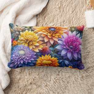 Cojín Lumbar Arte de flores coloridas de IA