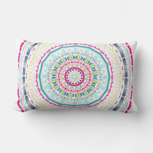 Cojín Lumbar Arte de Mandala Colorido Vibrante