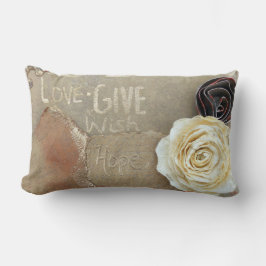 Cojín Lumbar Arte de medios mixtos que dice amor da esperanza