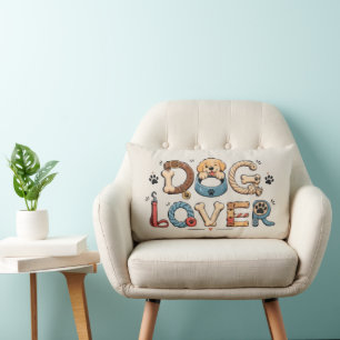 Cojín Lumbar Arte de Palabras Amante de Perros