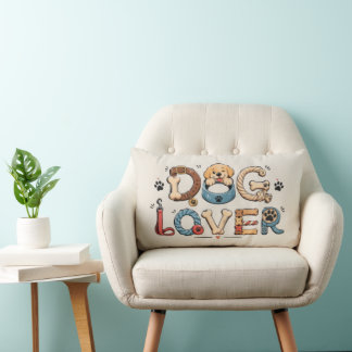 Cojín Lumbar Arte de Palabras Amante de Perros