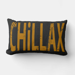 Cojín Lumbar Arte de Palabras de Patineta Chillax Negro Amarill