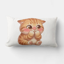 Arte de pared de lona de gatito naranja tímido y l