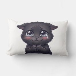 Cojín Lumbar Arte de pared en lienzo de gato negro llorando ado