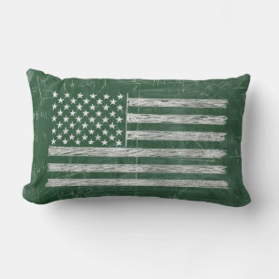 Cojín Lumbar Arte de pizarra de la bandera de América (Dibujo n