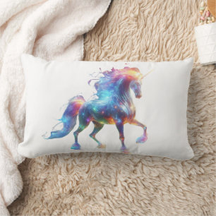 Cojín Lumbar Arte de Unicornio de Neón – Caballo de Fantasía Br