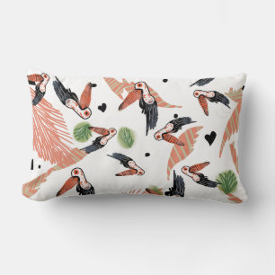 Cojín Lumbar Arte de Verano Tropical de Aves Tucán