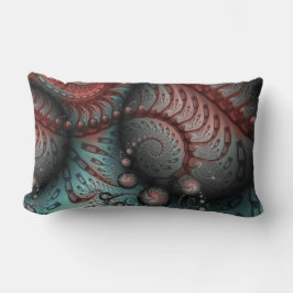 Cojín Lumbar Arte fractal de fantasía vívida abstracta marrón a