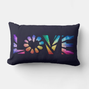 Cojín Lumbar Arte geométrico de la palabra o texto AMOR colorid
