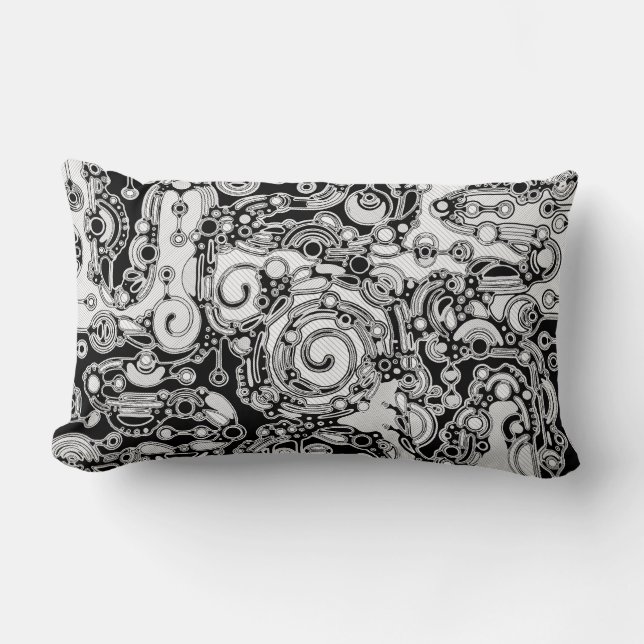 Cojín Lumbar Arte Geométrico Negro Y Blanco 3 (Anverso)