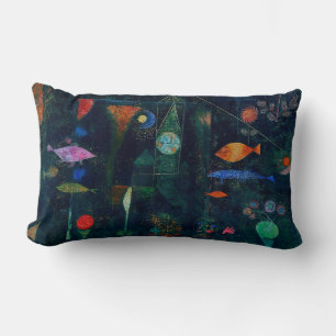 Cojín Lumbar Arte gráfico de pintura abstracta Magia de peces d