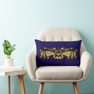Cojín Lumbar Arte Nuevo Era Victoriana Monograma de Murciélago