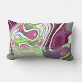 Cojín Lumbar Arte púrpura verde rosa de celda abstracta
