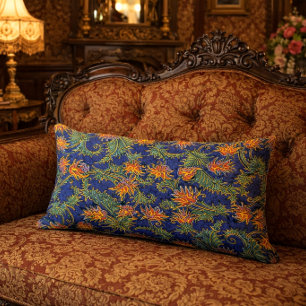 Cojín Lumbar Arte Retro Nuevo Fuego Color Floral Cardo