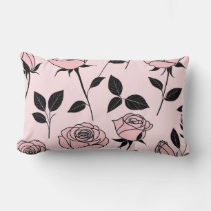 Cojín Lumbar Arte rosa rosa y negro