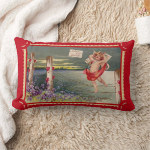 Cojín Lumbar Arte vintage del cupido del día de San Valentín