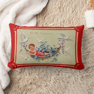 Cojín Lumbar Arte vintage del cupido del día de San Valentín