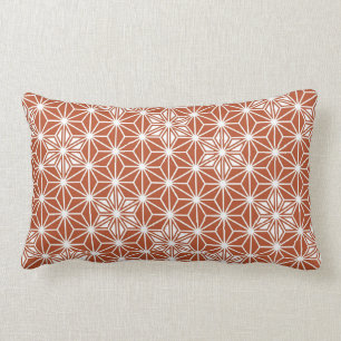 Cojín Lumbar Asanoha japonés o patrón estelar, terracota