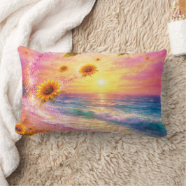 Cojín Lumbar Atardecer de Paz Infinita: Girasoles Mágicos 