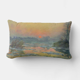 Cojín Lumbar Atardecer en el río Sena en invierno (Claude Monet