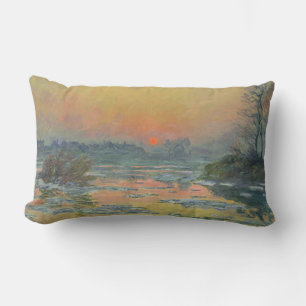 Cojín Lumbar Atardecer en el río Sena en invierno (Claude Monet