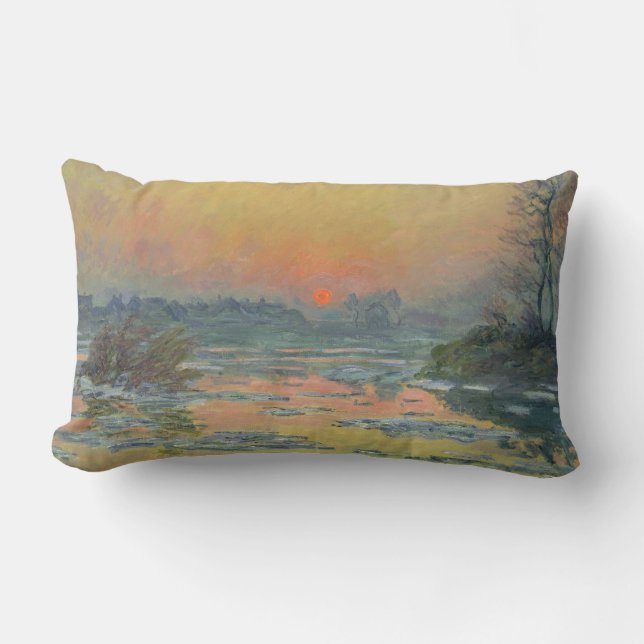 Cojín Lumbar Atardecer en el río Sena en invierno (Claude Monet (Anverso)