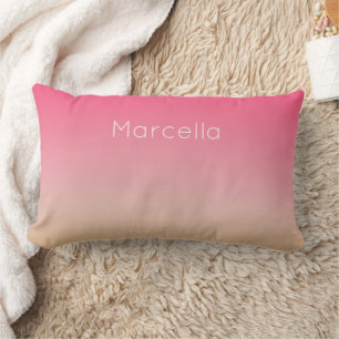 Cojín Lumbar Atardecer Naranja Rosa Ombré Nombre Personalizado