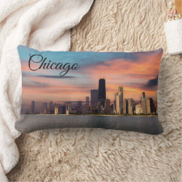 Cojín Lumbar Atardecer profundo sobre Chicago