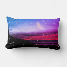 Cojín Lumbar Atardecer sobre el mar y pájaros en Aberystwyth