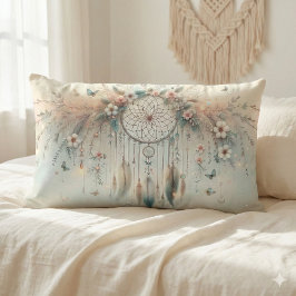 Cojín Lumbar Atrapasueños Floral Mariposa Pastel