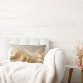 Cojín Lumbar Aura of Gold – Elegant White & Gold Abstract Throw