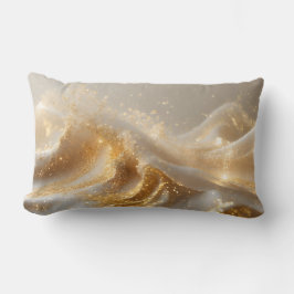 Cojín Lumbar Aura of Gold – Elegant White & Gold Abstract Throw