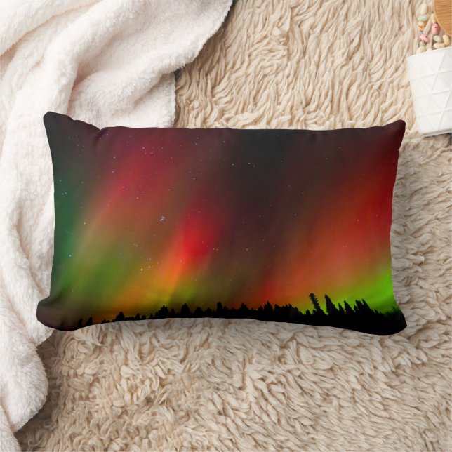 Cojín Lumbar Aurora boreal y árboles (Manta)